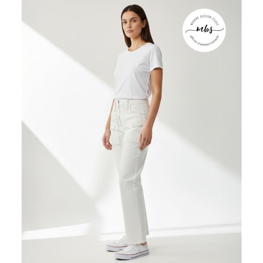 Rebecca Taylor La Vie High Rise Straight Leg Pants‎ White Women 27